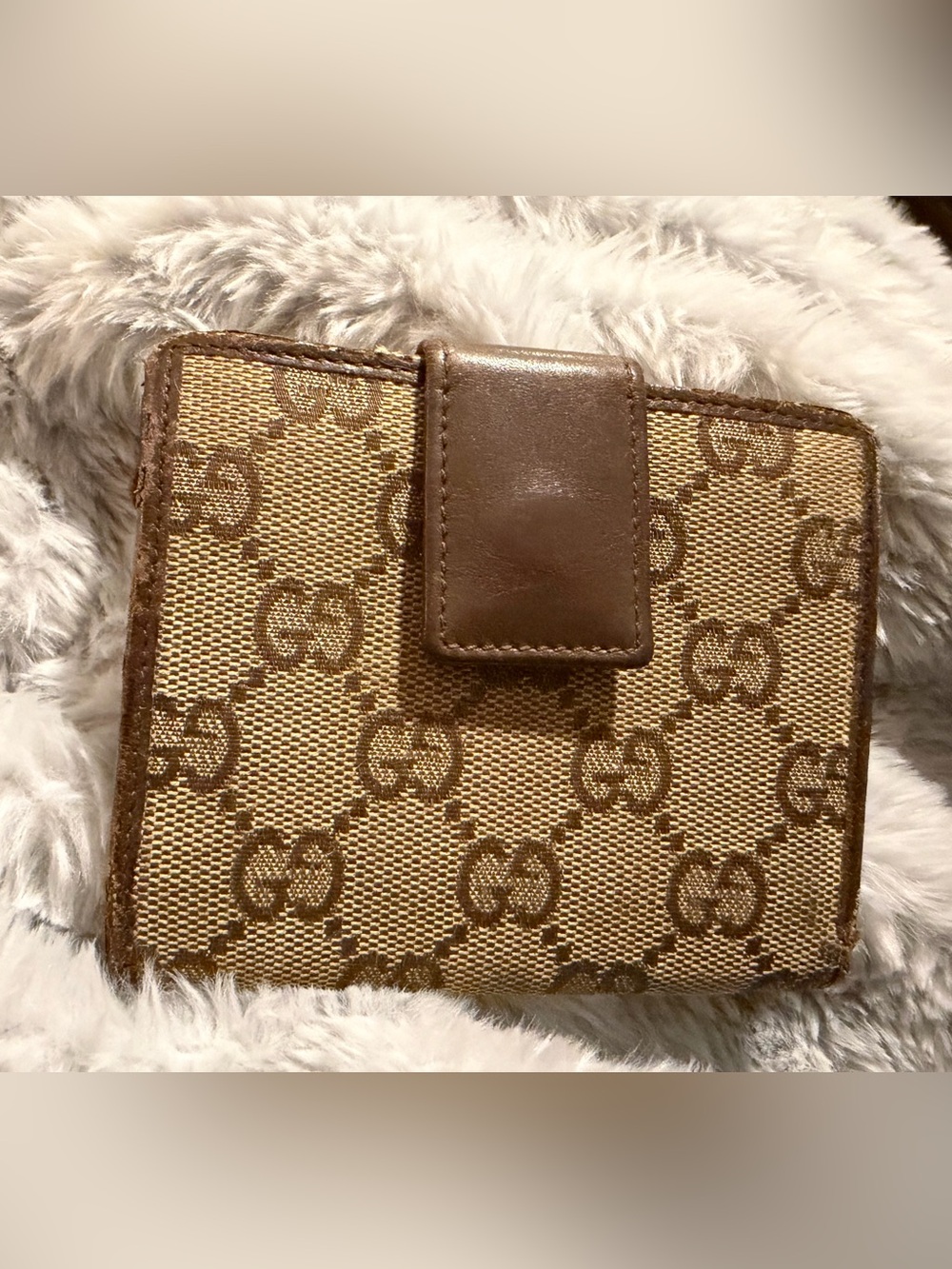 Gucci Beige and Brown GG Canvas Bifold Wallet